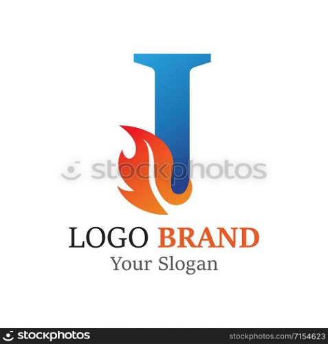 I Letter logo fire creative concept template design