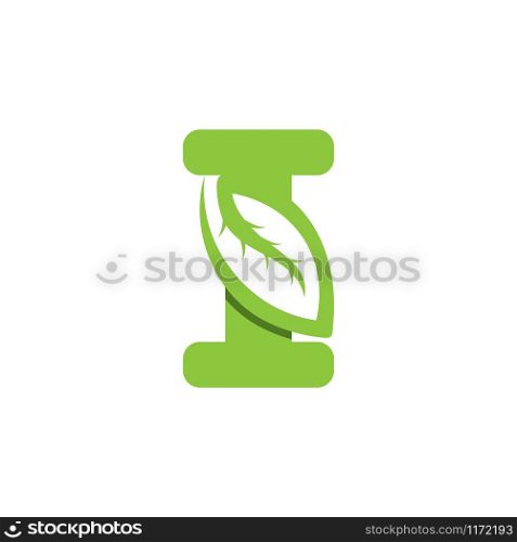 I Letter logo leaf concept template design