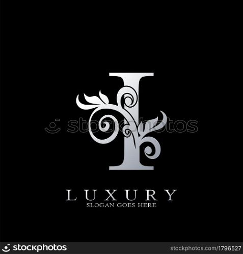 I Letter Logo Monogram Luxury Initial Logo vector template design silver.