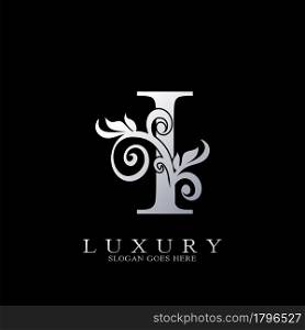 I Letter Logo Monogram Luxury Initial Logo vector template design silver.