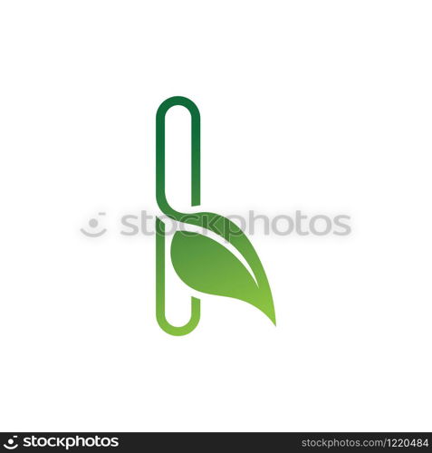 I Letter with leaf logo or symbol concept template design