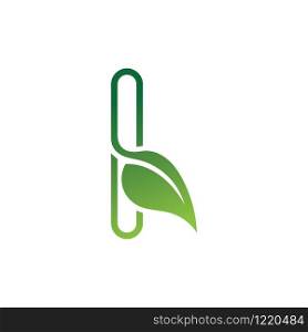 I Letter with leaf logo or symbol concept template design