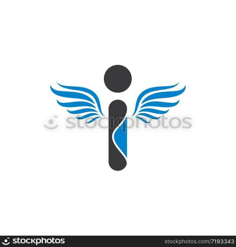 i Letter with wings Logo concept Vector Illustration design
