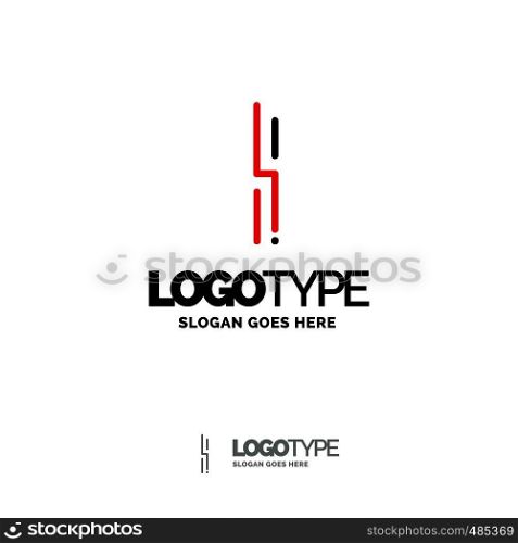 I Logo. Digital Logo template. Black and Red Logo template, Technology Brand Name Design. Creative Symbol Place for Tagline/slogan. Elegant Logo Design Template