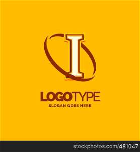 I Logo Template. Yellow Background Circle Brand Name template Place for Tagline. Creative Logo Design
