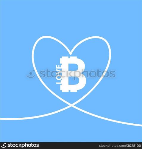I love bitcoin vector icon. I love bitcoin vector icon. Bitcoin sign icon for internet money. Crypto currency symbol and coin image for using in web projects or mobile applications. Blockchain based secure cryptocurrency.