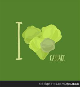 I love cabbage. Heart of green cabbage. Vector illustration&#xA;