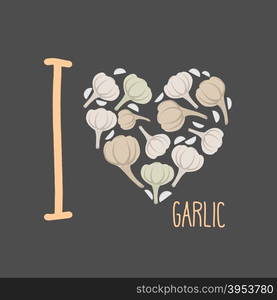 I love garlic. Heart of earthy garlic. Vector illustration&#xA;