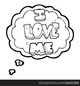 i love me freehand drawn thought bubble cartoon symbol