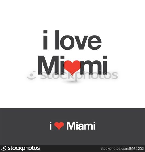 I love Miami. City of United States of America. Editable logo vector design.