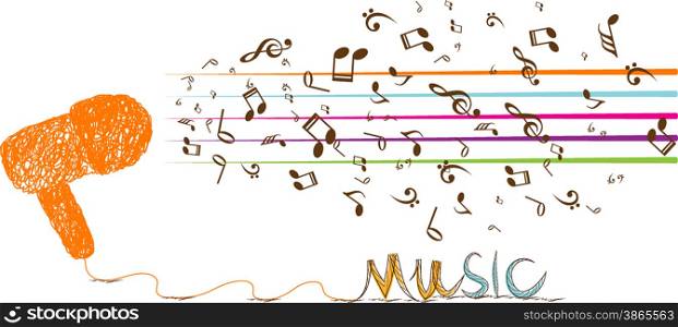 i love music doodle art with note