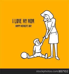 I love my mom, mother's day concept, vector illustration and simple design.