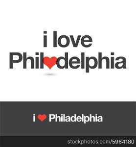 I love Philadelphia. City of United States of America. Editable logo vector design.