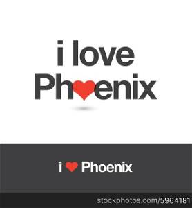 I love Phoenix. City of United States of America. Editable logo vector design.