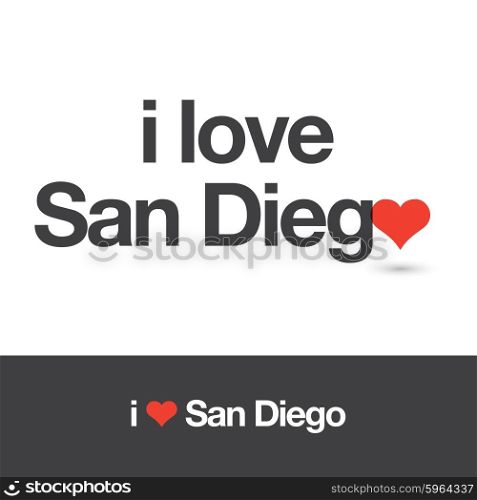 I love San Diego. City of United States of America. Editable logo vector design.
