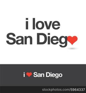 I love San Diego. City of United States of America. Editable logo vector design.