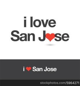 I love San Jose. City of United States of America. Editable logo vector design.