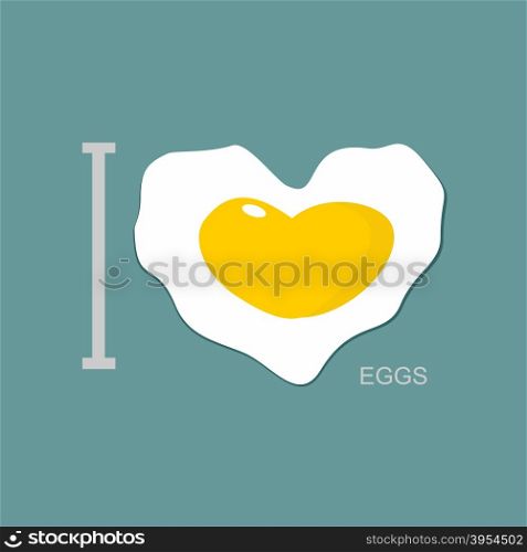 I love scrambled eggs. Scrambled eggs as a symbol of heart. Fried egg. Vector illustration.&#xA;