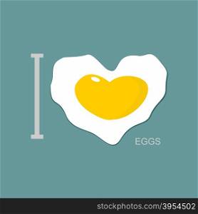 I love scrambled eggs. Scrambled eggs as a symbol of heart. Fried egg. Vector illustration.&#xA;