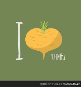 I love turnips. heart of yellow turnips. Vector illustration