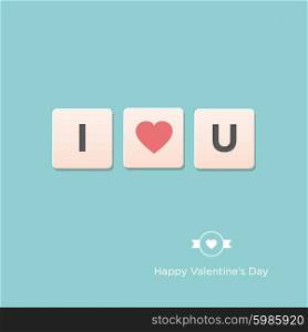I love u.Valentines day card. Editable vector design.