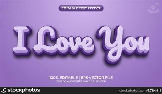 I love You editable text effect in modern trend style