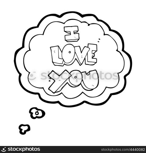 I love you freehand drawn thought bubble cartoon symbol