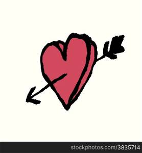 I love you. Heart and arrow. Hand Drawn Illustration