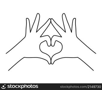 I love you heart sign. Valentine day and expression to you. Message of love using hand gesture. Vector illustration.