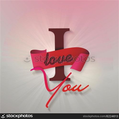 I love you, love background, love message, vector illustration in red and white.