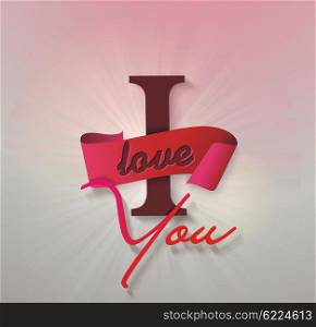 I love you, love background, love message, vector illustration in red and white.