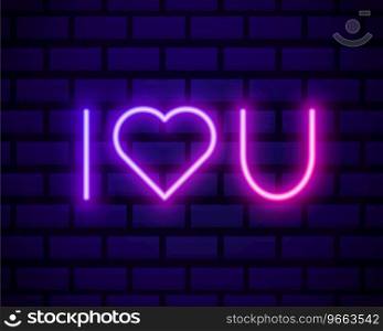 I love you neon heart sign text Royalty Free Vector Image