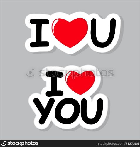 I Love You Sticker Vector Illustration EPS10. I Love You Sticker Vector Illustration