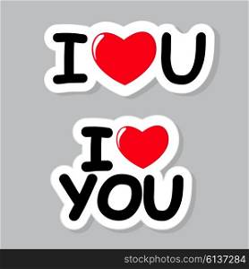 I Love You Sticker Vector Illustration EPS10. I Love You Sticker Vector Illustration