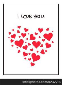 I love you vector greeting card love heart shape for valentine s Day romantic holiday celebration poster