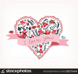 i love you with heart romantic card