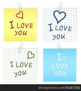 I love you2. I love you on sheet to a paper. A vector illustration