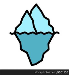 Ice berg icon outline vector. Iceberg polar. Under wave color flat. Ice berg icon vector flat