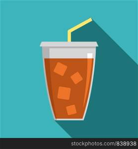 Ice cappuccino icon. Flat illustration of ice cappuccino vector icon for web design. Ice cappuccino icon, flat style