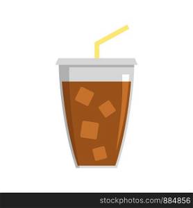 Ice cappuccino icon. Flat illustration of ice cappuccino vector icon for web design. Ice cappuccino icon, flat style