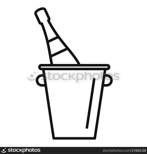Ice ch&agne bottle icon outline vector. Wine glass. Bucket toast. Ice ch&agne bottle icon outline vector. Wine glass