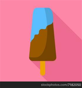 Ice chocolate popsicle icon. Flat illustration of ice chocolate popsicle vector icon for web design. Ice chocolate popsicle icon, flat style