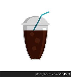 Ice coffee icon. Flat illustration of ice coffee vector icon for web design. Ice coffee icon, flat style