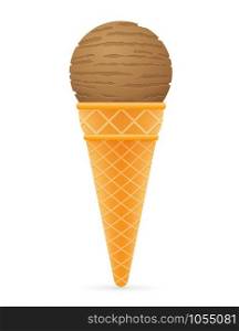 ice cream ball in waffle cone vector illustration isolated on white background