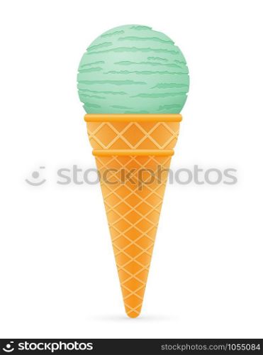 ice cream ball in waffle cone vector illustration isolated on white background