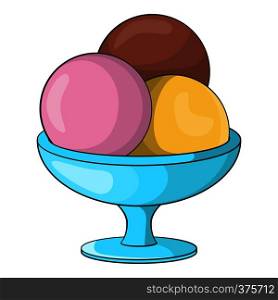 Ice cream balls icon. Cartoon illustration of ice cream vector icon for web design. Ice cream balls icon, cartoon style
