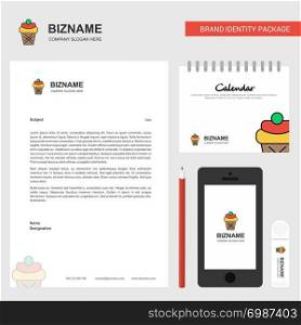 Ice cream Business Letterhead, Calendar 2019 and Mobile app design vector template
