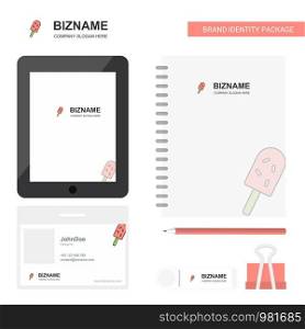 Ice cream Business Logo, Tab App, Diary PVC Employee Card and USB Brand Stationary Package Design Vector Template