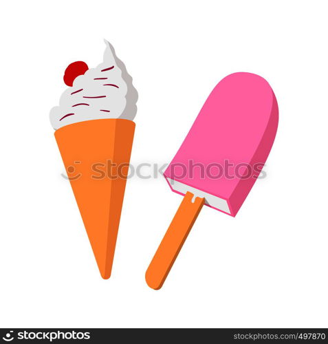 Ice cream cartoon icon on a white background. Ice cream cartoon icon