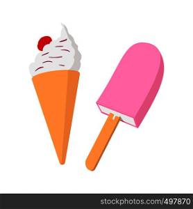 Ice cream cartoon icon on a white background. Ice cream cartoon icon